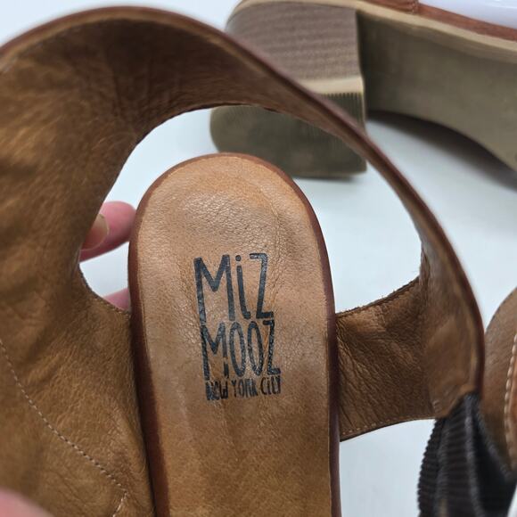 Miz Mooz Scoot Brandy Leather Heeled Sandals Brown Size 39 US 8.5-9 Excellent - Picture 10 of 11